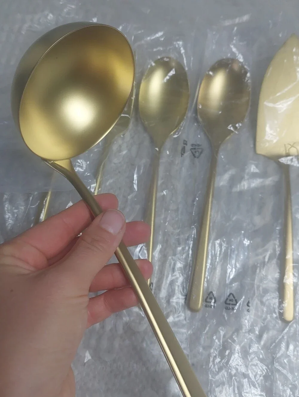 NEW! Quince- Sambonet Gia Minimalist 6 Piece Brushed Gold Serving Set! (X66)